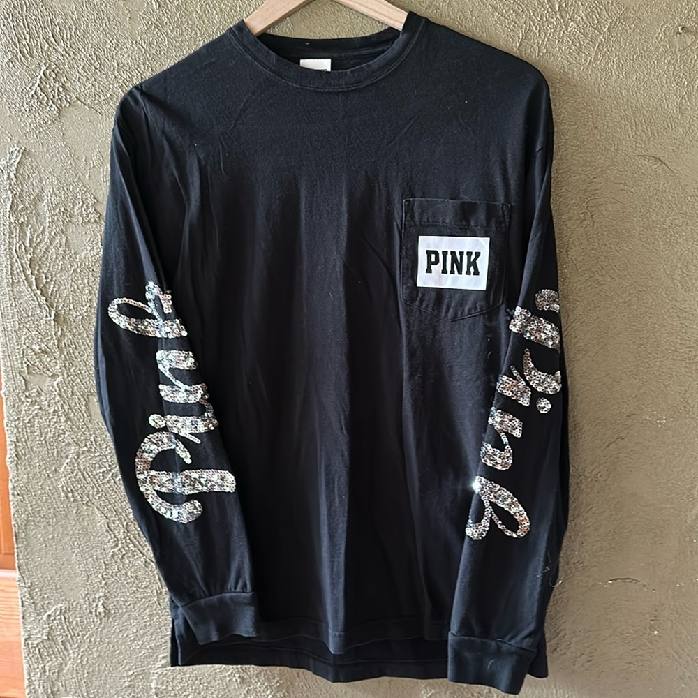 Pink by Victoria’s Secret extra small long sleeve T-shirt with sequin sleeves